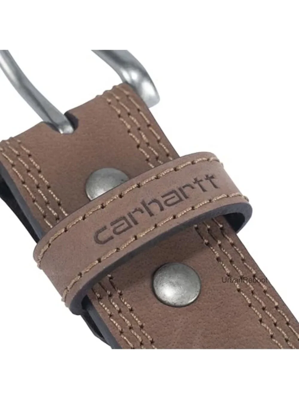 Carhartt Men's Top Grain Leather Triple Stitch Belt Antique Nickel